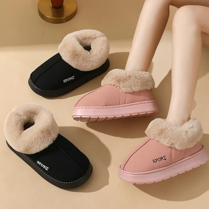 Cozy Pluche Bont Gevoerde Winter Slippers