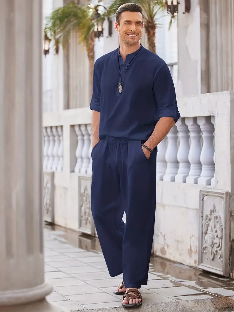 Men's Linen Two-Piece Set | Breathable Summer Outfit | Relaxed Beachwear