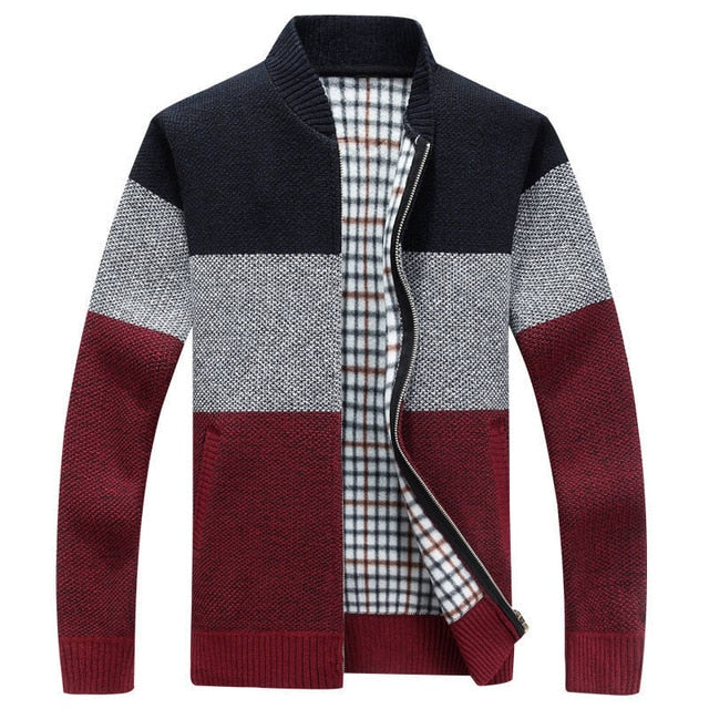 Color-Block Knit Cardigan | Plaid Lined | Modern Style