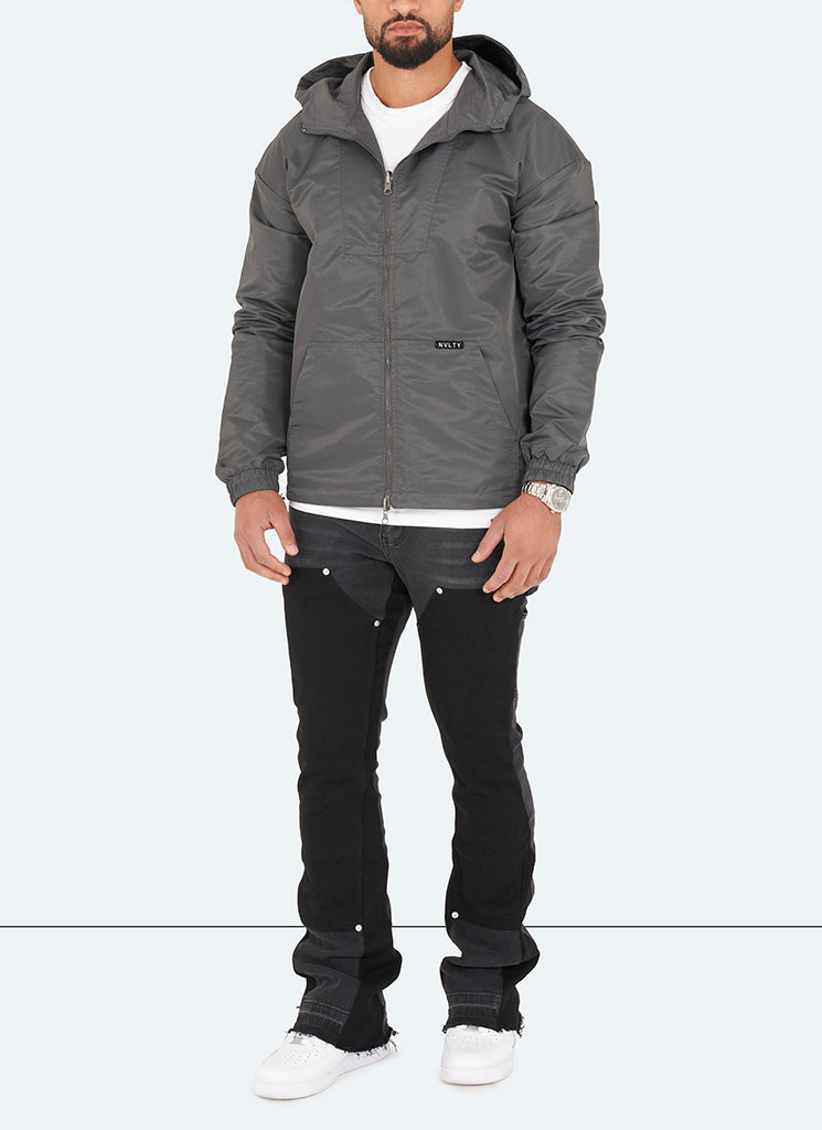 Hooded Windbreaker Jacket | Charcoal Grey | Lightweight and Water-Resistant