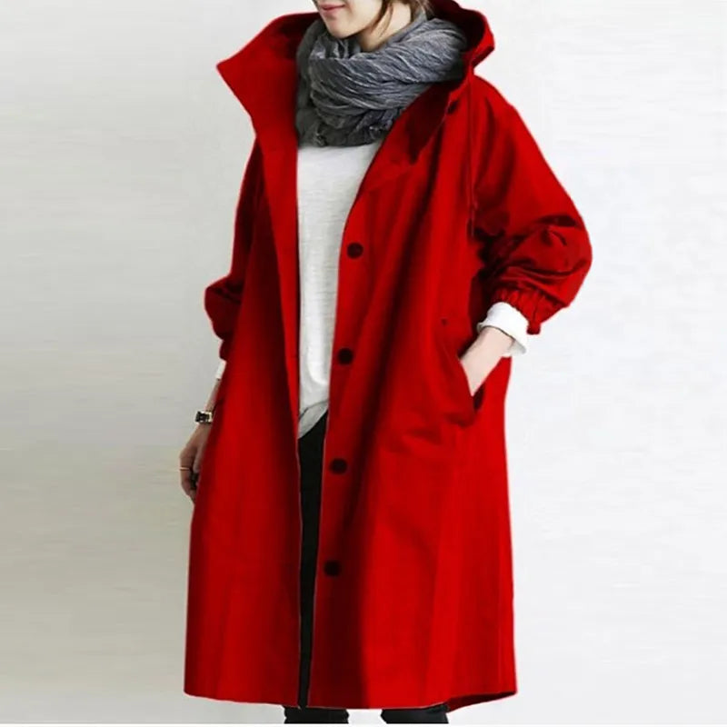 Oversized Hooded Trench Coat | Lightweight and Relaxed Fit | Stylish and Practical