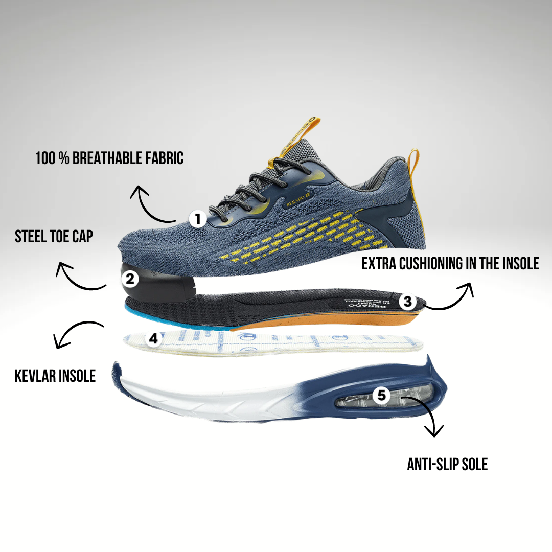 Lightweight Steel Toe Work Sneakers | Breathable Design | Anti-Slip Sole | Industrial Safety Shoes