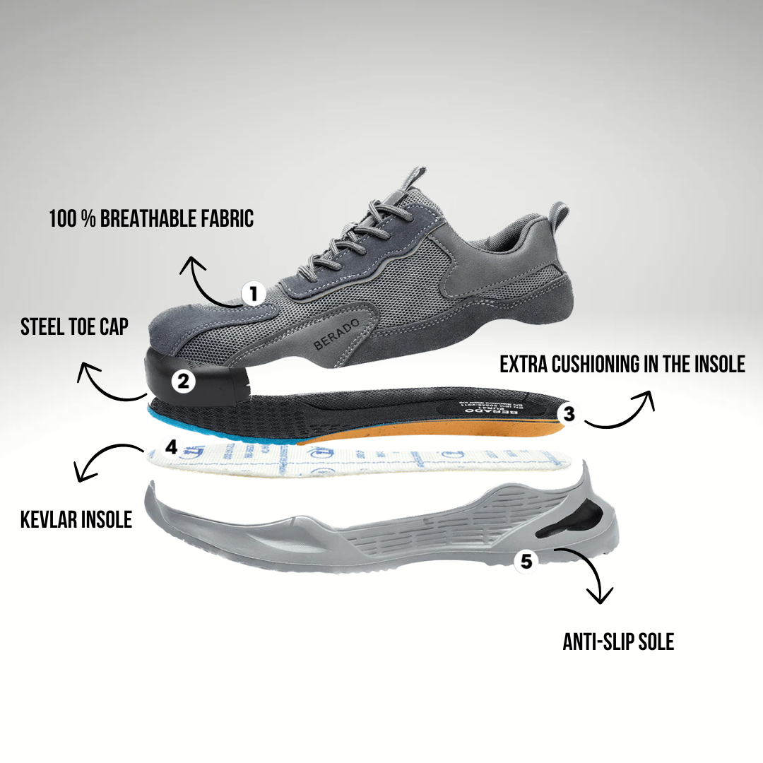 Lightweight Steel Toe Work Sneakers | Breathable Design | Anti-Slip Sole | Industrial Safety Shoes