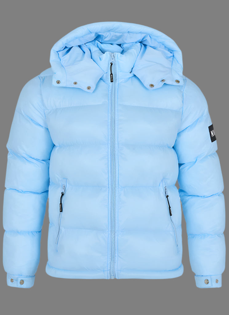 Sky-Blue Puffer Jacket | Insulated Design | Bold and Warm