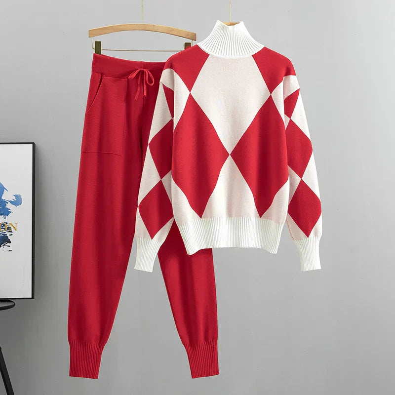 Argyle Knitwear Set | Cozy Two-Piece | Stylish and Comfortable