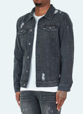 Distressed Black Denim Jacket | Slim Fit | Rugged and Stylish