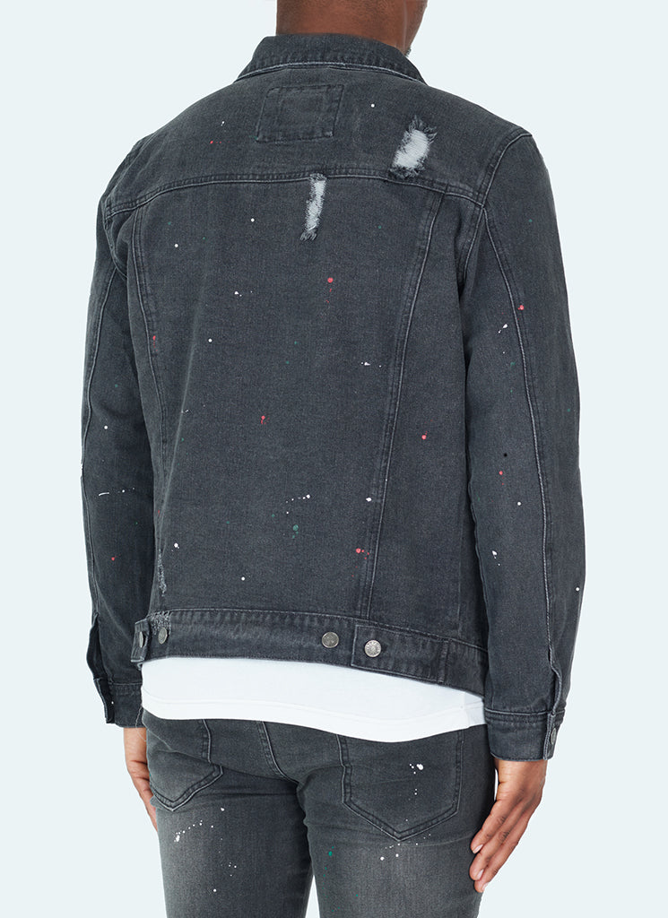 Distressed Black Denim Jacket | Slim Fit | Rugged and Stylish