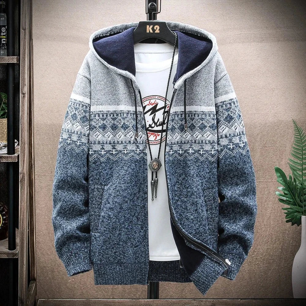 Hooded Zipper Jacket for Men | Printed Design, Comfortable Fit | Casual and Everyday Wear