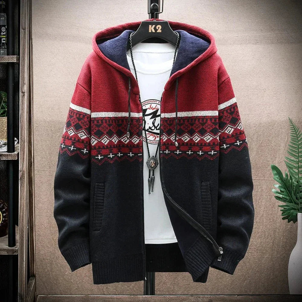 Hooded Zipper Jacket for Men | Printed Design, Comfortable Fit | Casual and Everyday Wear