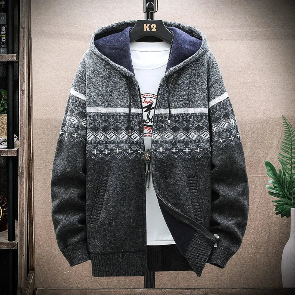 Hooded Zipper Jacket for Men | Printed Design, Comfortable Fit | Casual and Everyday Wear
