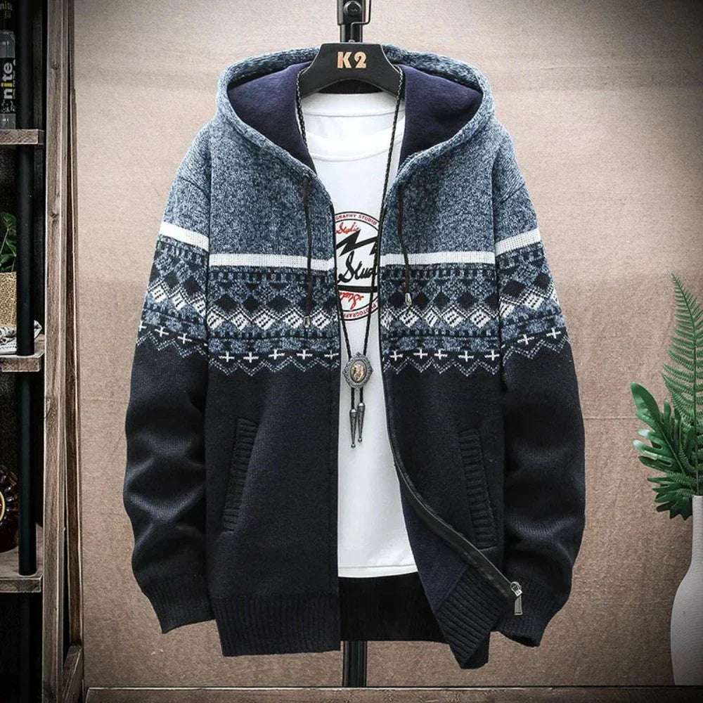 Hooded Zipper Jacket for Men | Printed Design, Comfortable Fit | Casual and Everyday Wear