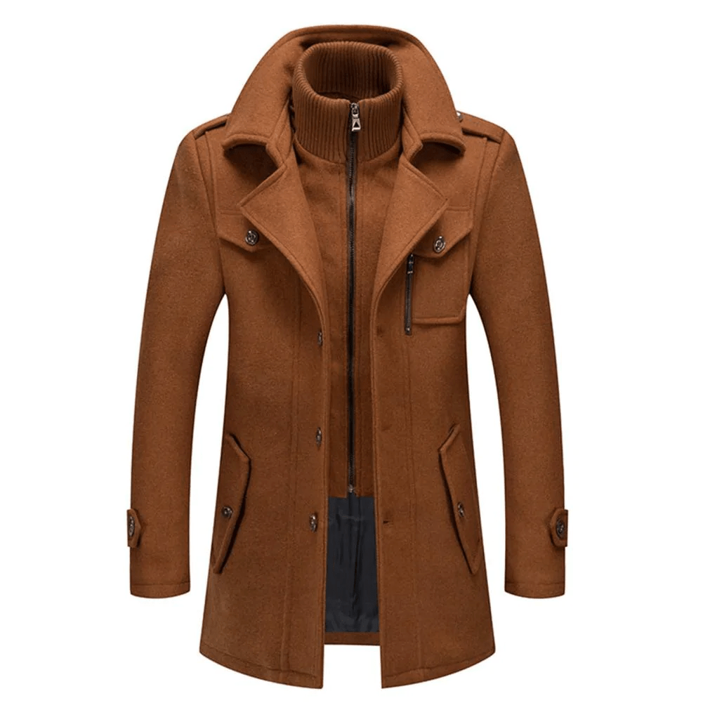 High-Neck Trench Coat | Wool Blend | Tailored Winter Wear