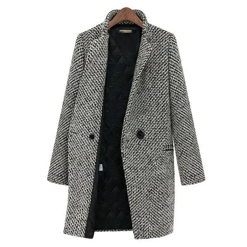 Classic Herringbone Coat | Tailored Fit | Wool Blend | Elegant Outerwear