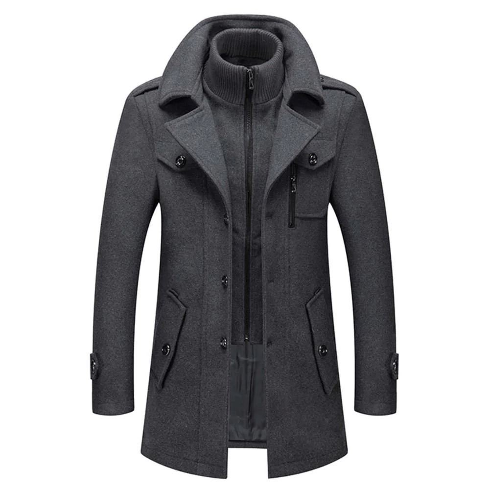 High-Neck Trench Coat | Wool Blend | Tailored Winter Wear
