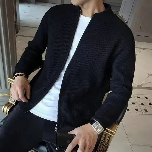 Minimalist Zip-Up Cardigan | Acrylic | Sleek and Versatile