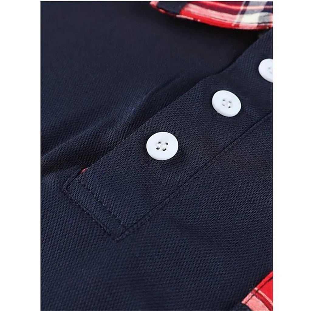 Plaid-Accent Polo Shirt | Soft Cotton Blend | Modern and Stylish Casual Wear