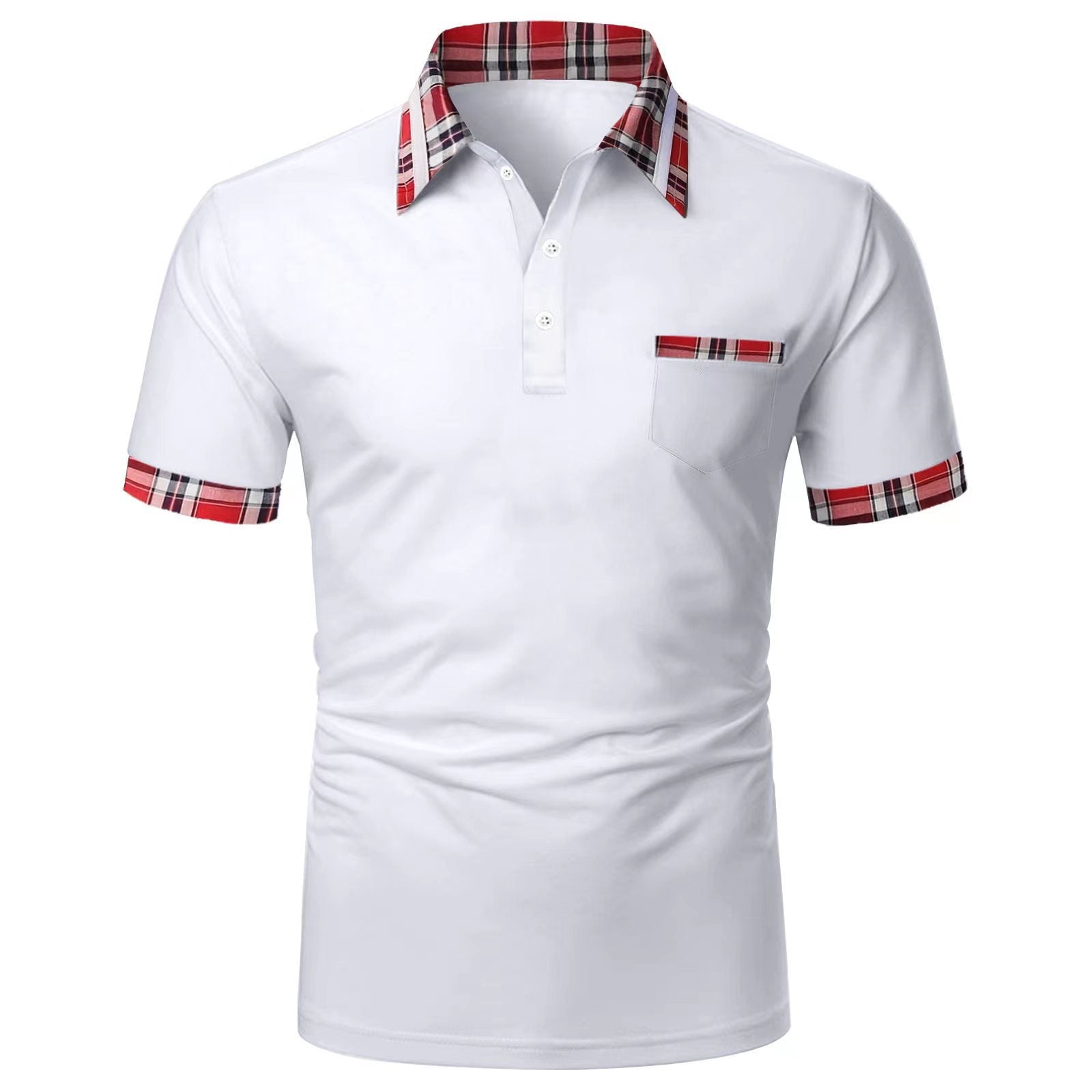 Plaid-Accent Polo Shirt | Soft Cotton Blend | Modern and Stylish Casual Wear