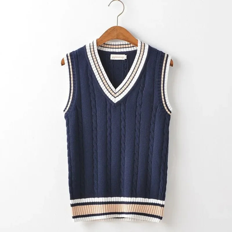 Cable-Knit Sweater Vest | V-Neck | Preppy and Stylish