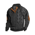 Cable-Knit Sweater with Leather Accents | Acrylic | Rugged and Warm