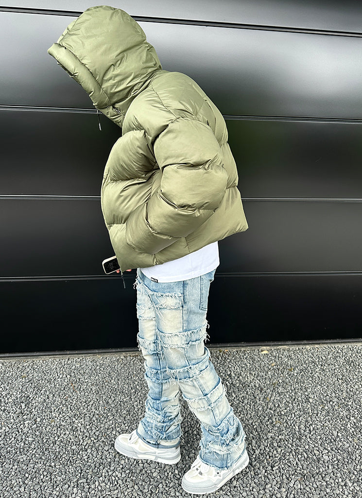 Hooded Puffer Jacket | Olive Green | Warm and Stylish