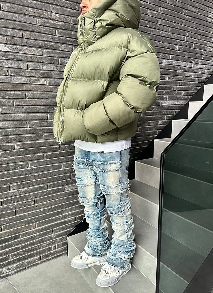 Hooded Puffer Jacket | Olive Green | Warm and Stylish