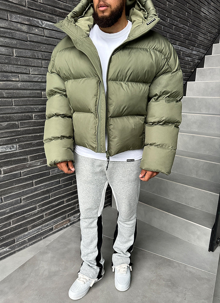 Hooded Puffer Jacket | Olive Green | Warm and Stylish