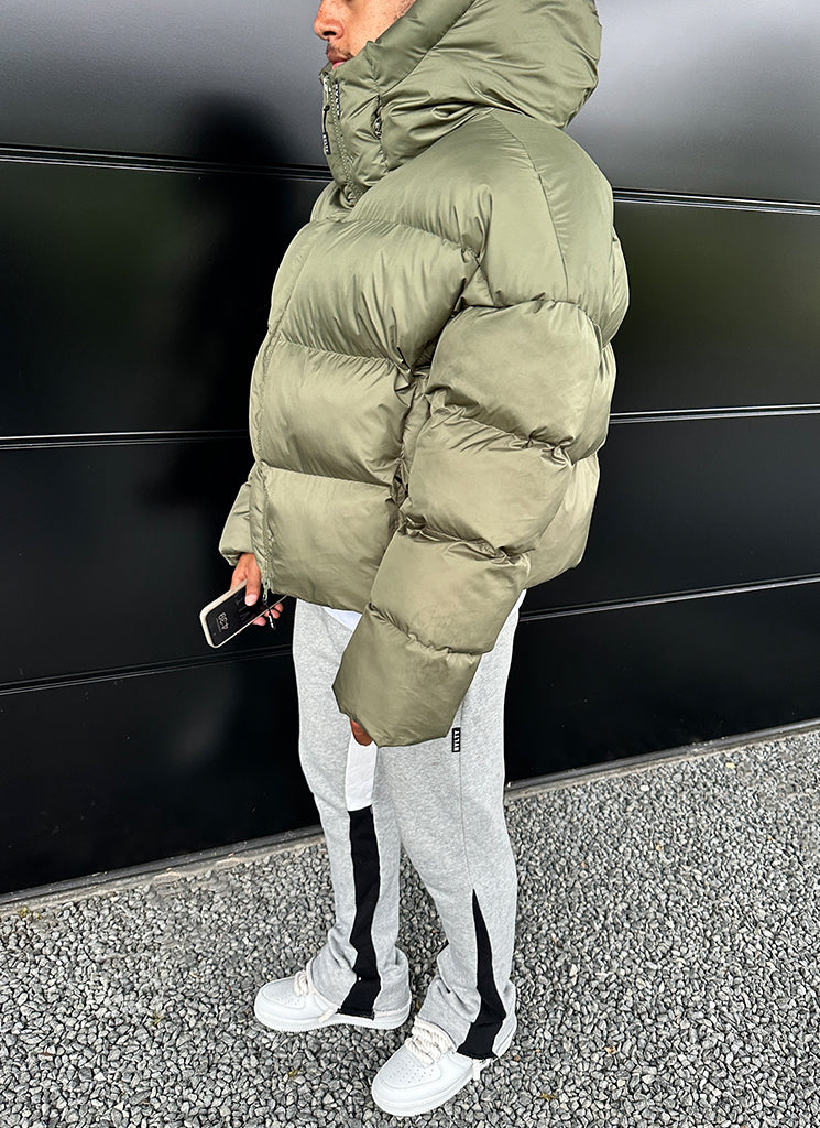 Hooded Puffer Jacket | Olive Green | Warm and Stylish