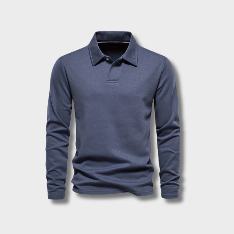 Long-Sleeve Polo Shirt | Cotton Blend | Classic and Comfortable