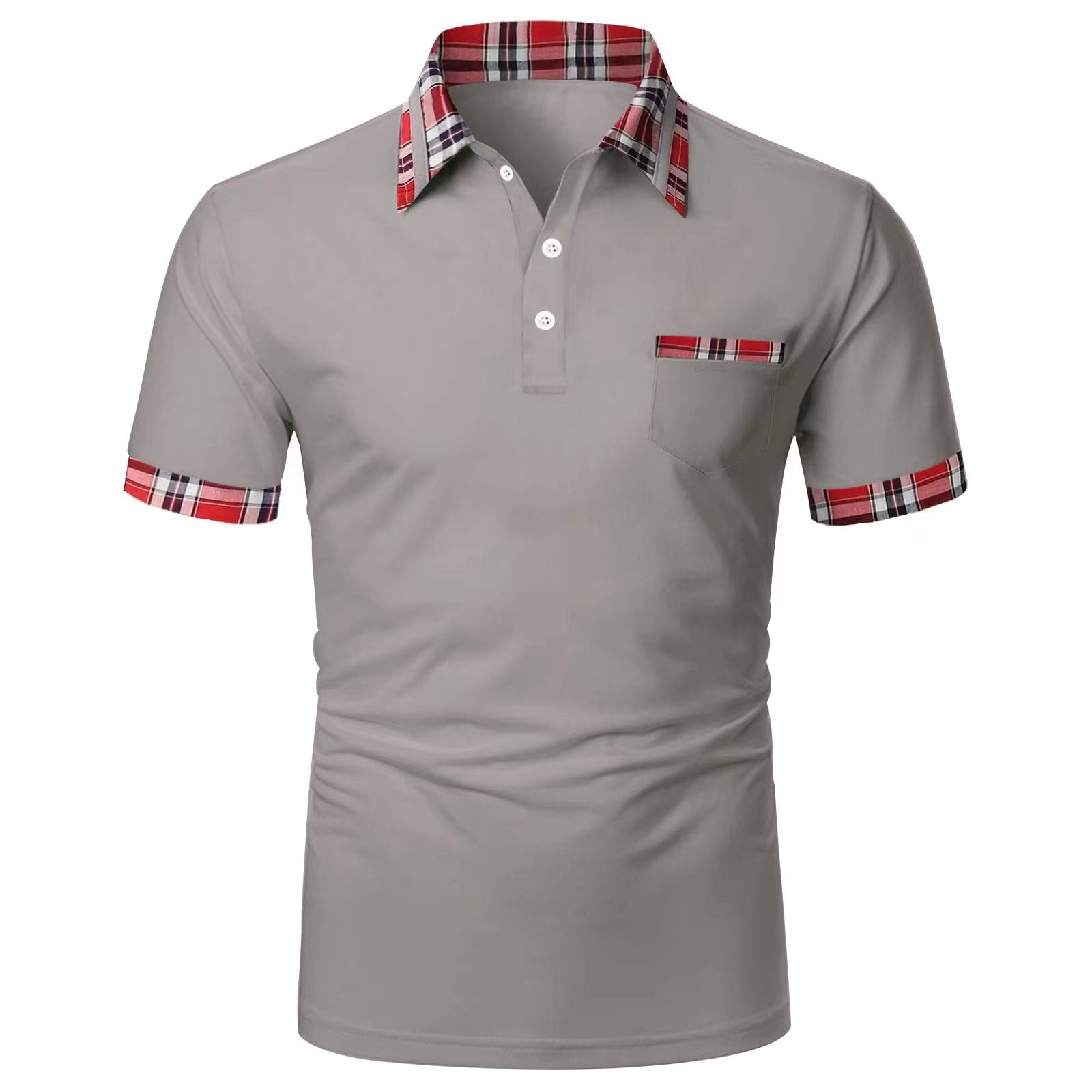 Plaid-Accent Polo Shirt | Soft Cotton Blend | Modern and Stylish Casual Wear