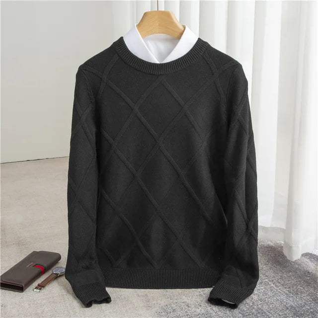 Diamond-Knit Crewneck Sweater | Classic Style | Comfortable Fit
