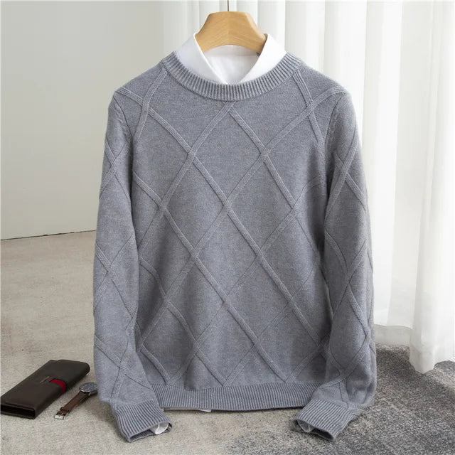 Diamond-Knit Crewneck Sweater | Classic Style | Comfortable Fit