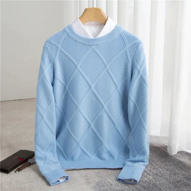 Diamond-Knit Crewneck Sweater | Classic Style | Comfortable Fit