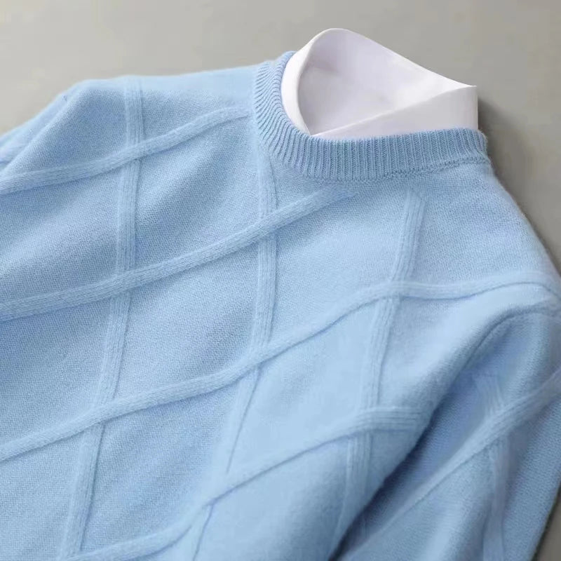 Diamond-Knit Crewneck Sweater | Classic Style | Comfortable Fit