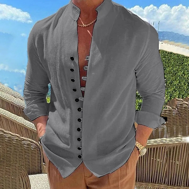 Breathable Long-Sleeve Shirt | Cotton-Linen Blend | Relaxed Summer Style