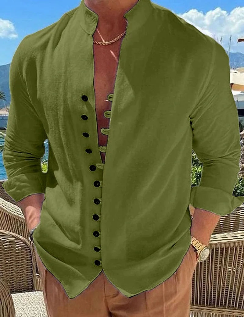 Breathable Long-Sleeve Shirt | Cotton-Linen Blend | Relaxed Summer Style