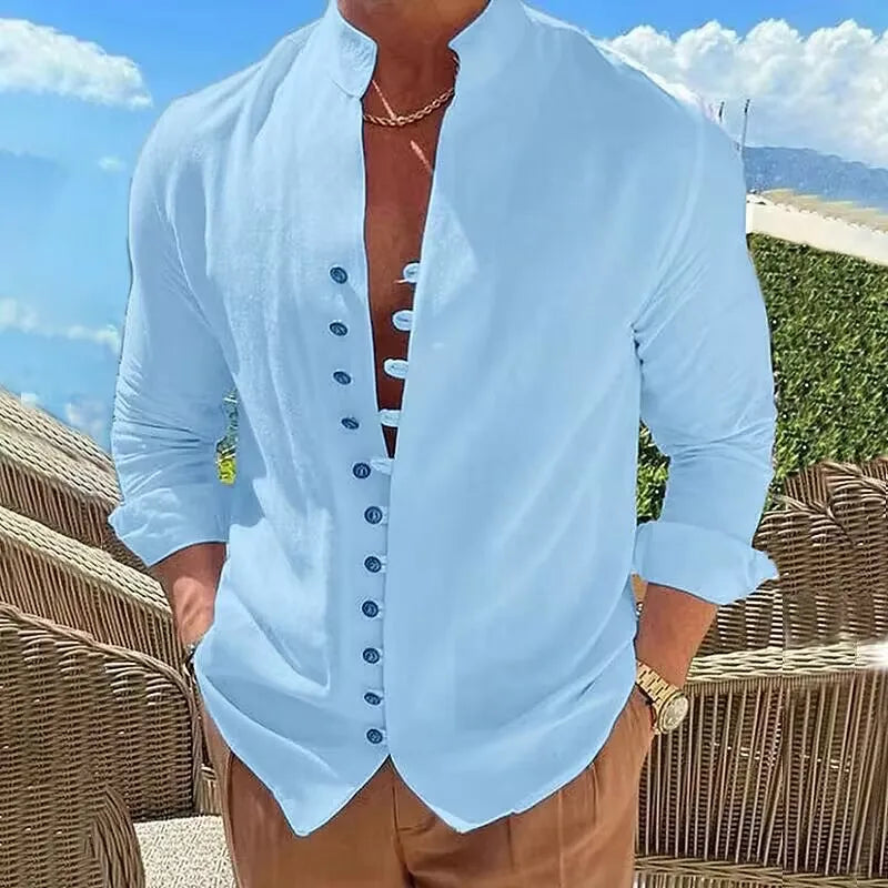 Breathable Long-Sleeve Shirt | Cotton-Linen Blend | Relaxed Summer Style