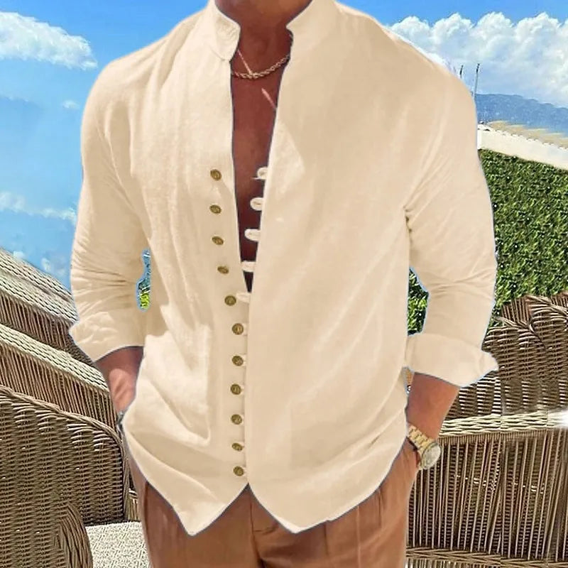 Breathable Long-Sleeve Shirt | Cotton-Linen Blend | Relaxed Summer Style