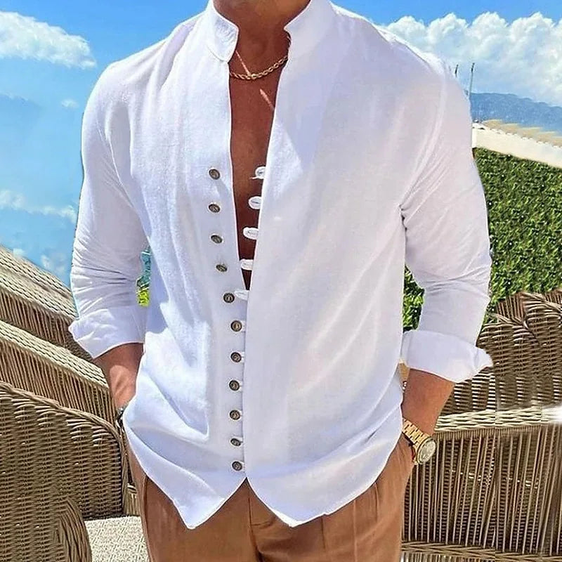 Breathable Long-Sleeve Shirt | Cotton-Linen Blend | Relaxed Summer Style