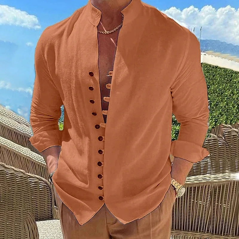 Breathable Long-Sleeve Shirt | Cotton-Linen Blend | Relaxed Summer Style