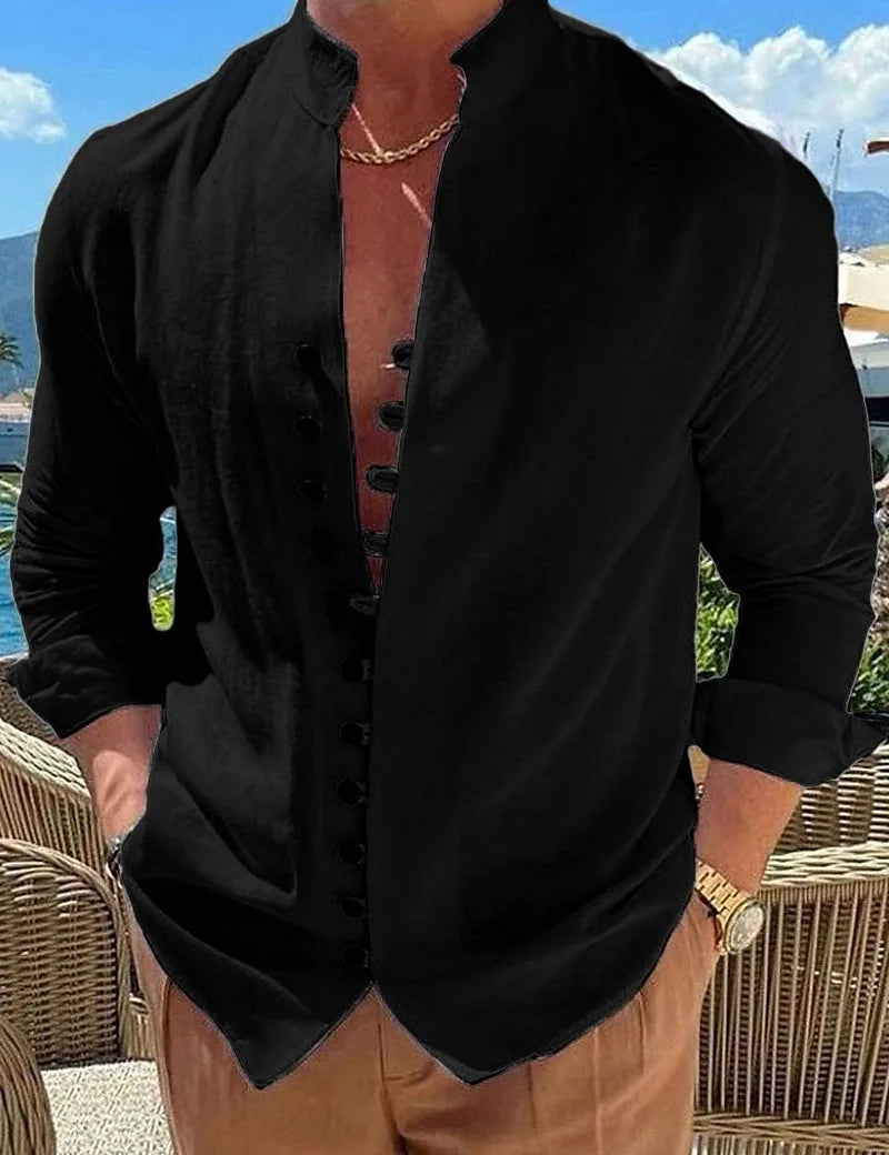 Breathable Long-Sleeve Shirt | Cotton-Linen Blend | Relaxed Summer Style