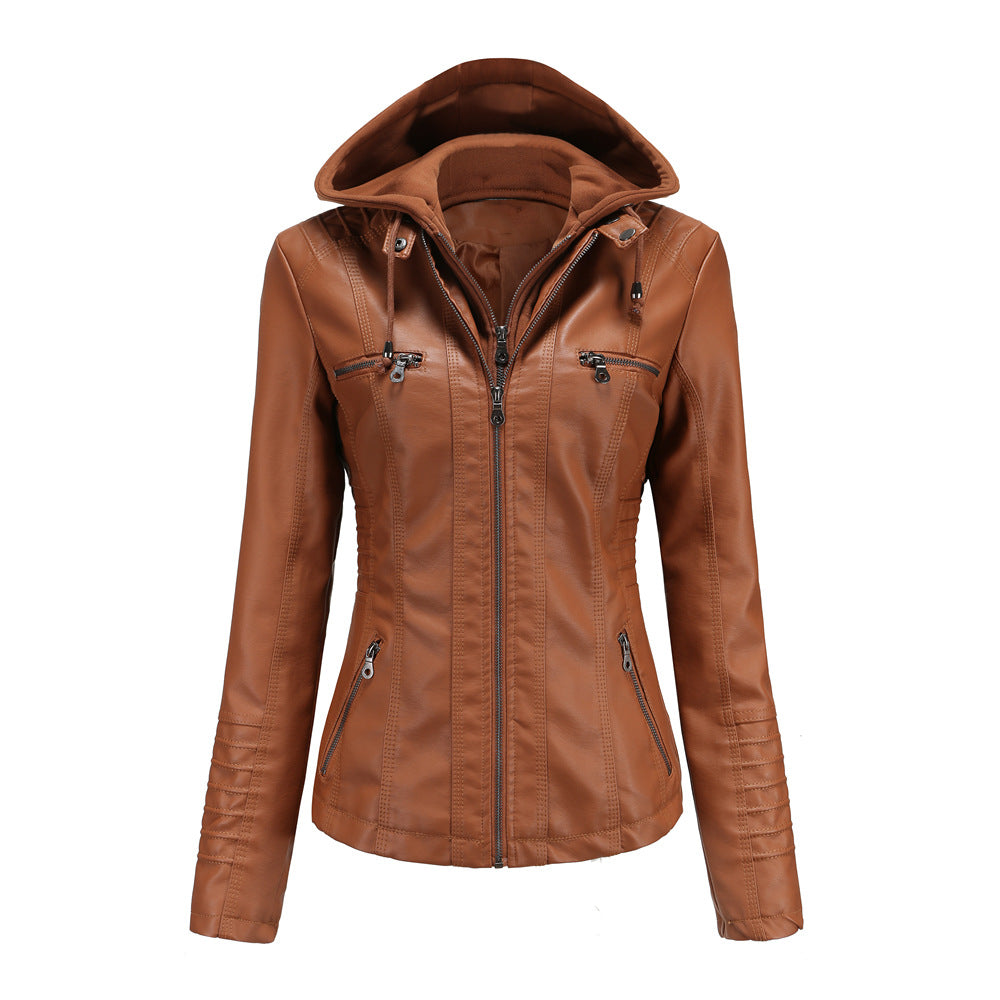 Hooded Faux Leather Biker Jacket | Slim Fit | Stylish and Versatile