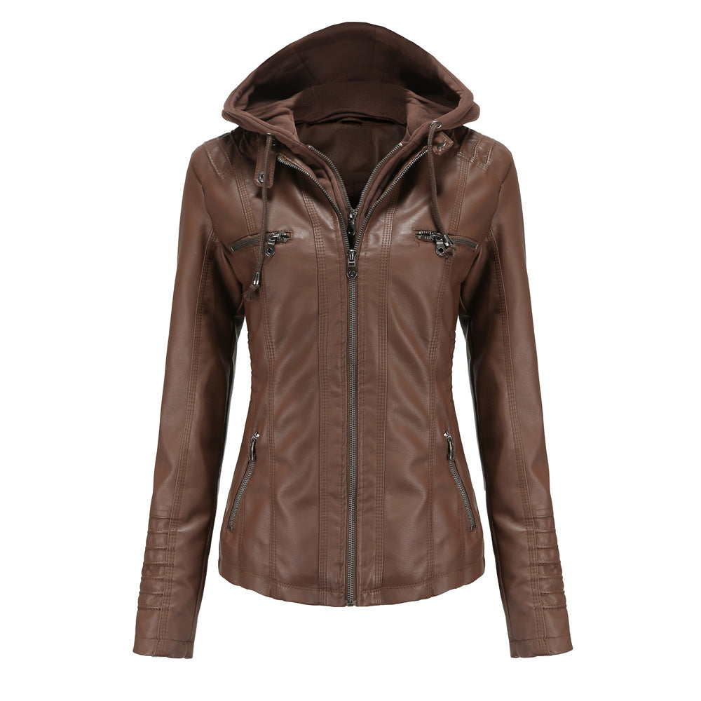 Hooded Faux Leather Biker Jacket | Slim Fit | Stylish and Versatile