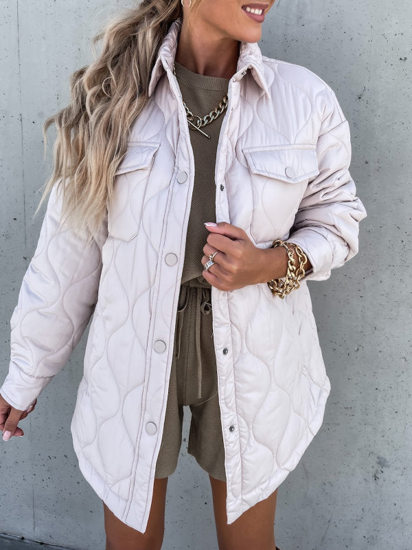Plaid Cotton-Padded Coat | Collared, Single-Breasted Design | Casual Autumn and Winter Wear