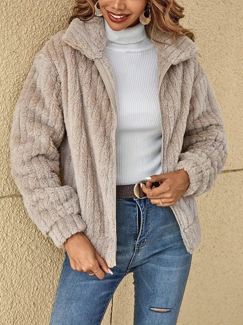 Zipper Jacket | Plush Faux Fur | Cozy Outerwear