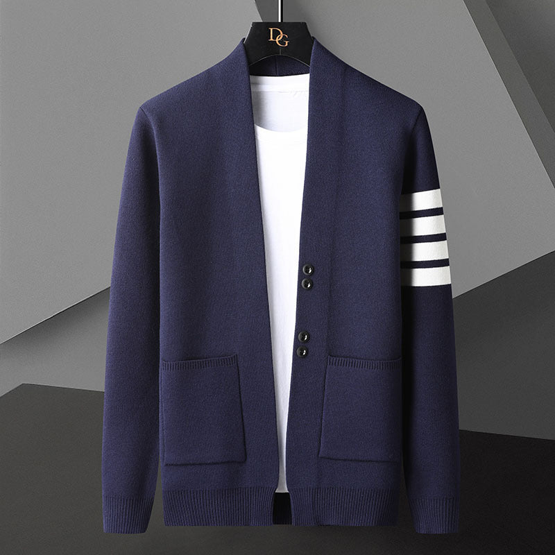 Striped Sleeve Cardigan | Slim-Fit | Modern and Stylish