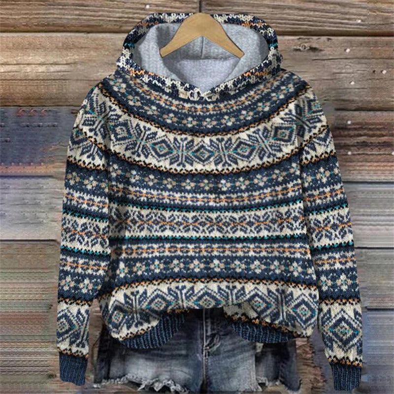 Fair Isle Knit Hoodie | Multicolor Boho Style | Cozy and Relaxed