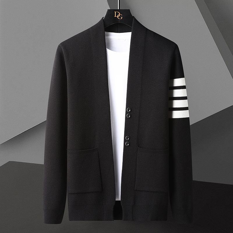 Striped Sleeve Cardigan | Slim-Fit | Modern and Stylish
