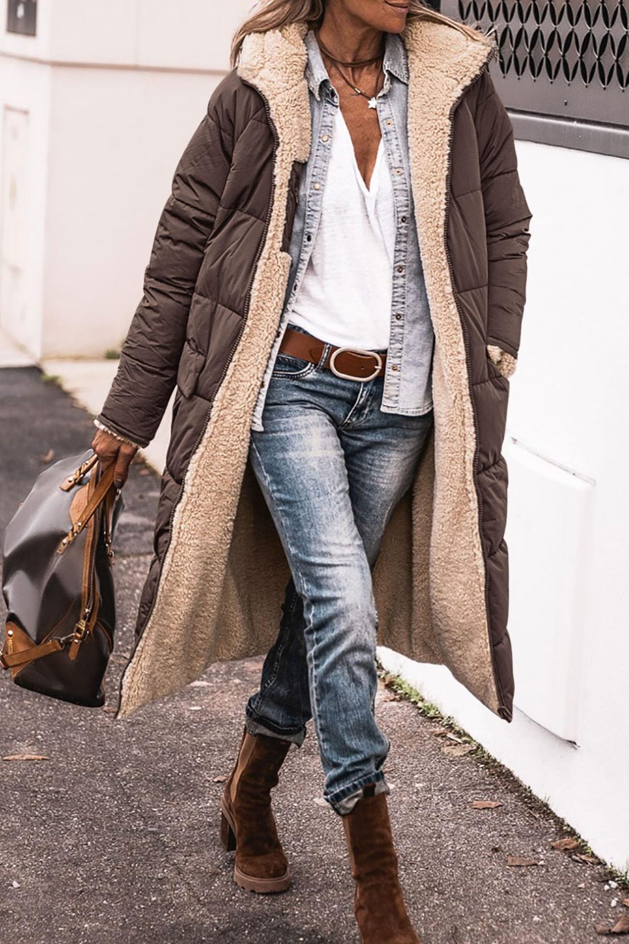 Long Hooded Coat | Teddy Fleece or Quilted | Warm and Stylish