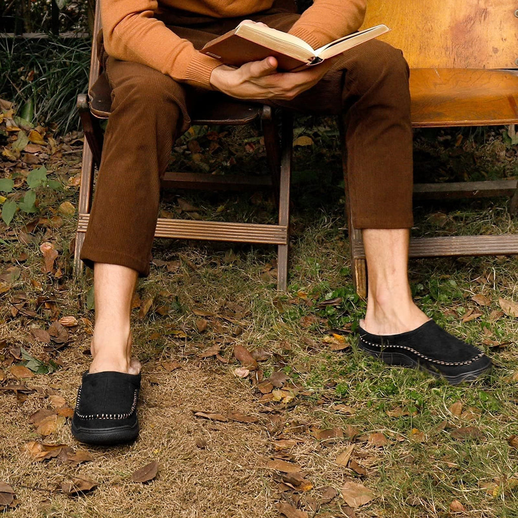 Fleece-Lined Suede Slippers | Warm and Cozy | Anti-Slip Design