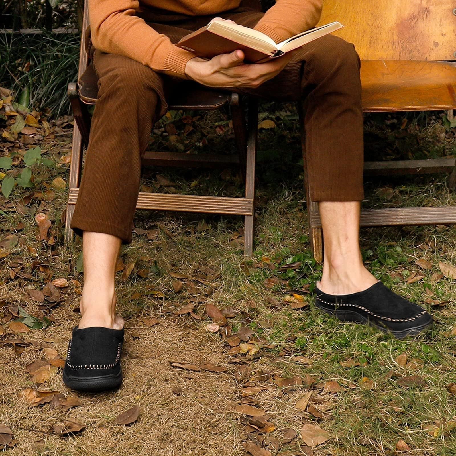 Fleece-Lined Suede Slippers | Warm and Cozy | Anti-Slip Design